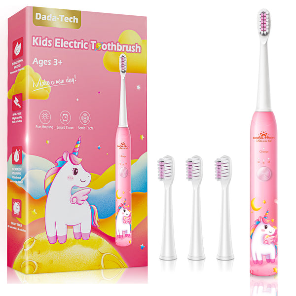 Dada-Tech Unicorn Electric Toothbrush for Kids, USB Rechargeable