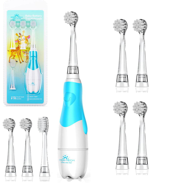 Dada-Tech Baby Electric Toothbrush with 7 Replacement Heads, blue