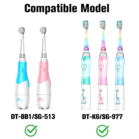 Dada-Tech baby/kids toothbrush heads compatible model. Two kinds of toothbrushes with different colors.