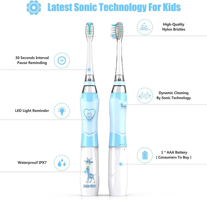 Product structure introduction of blue kids electric toothbrush, using the latest sonic technology.