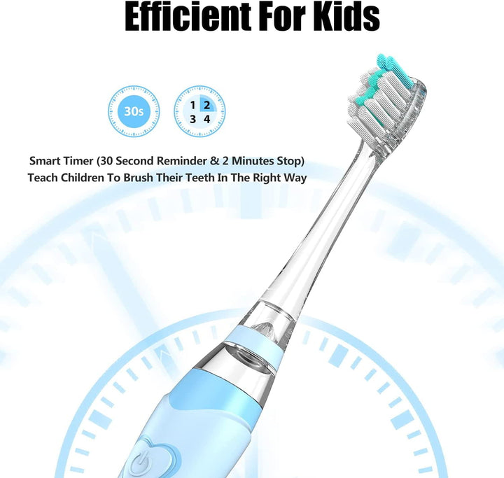blue kids sonic toothbrush with timer(30 second and 2 minutes pause)