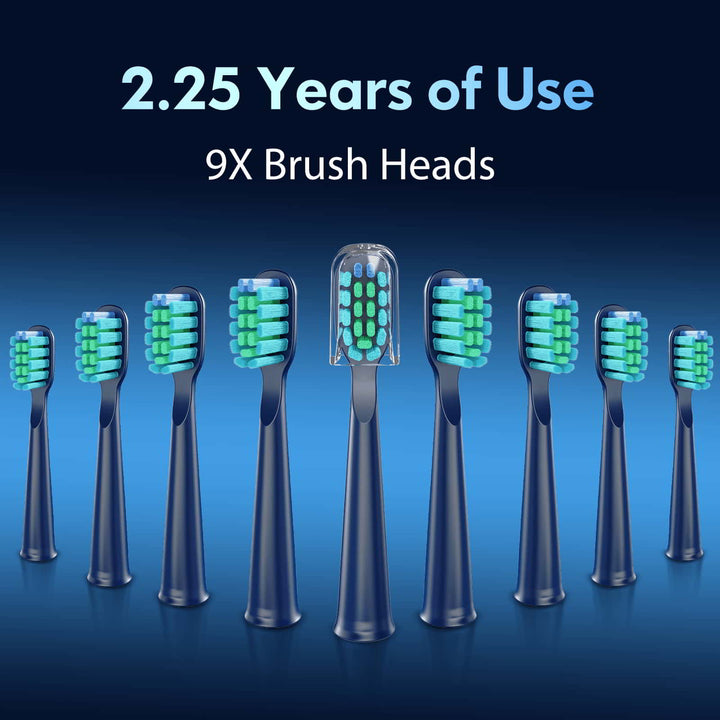 9 blue brush heads that could use 2.25 years