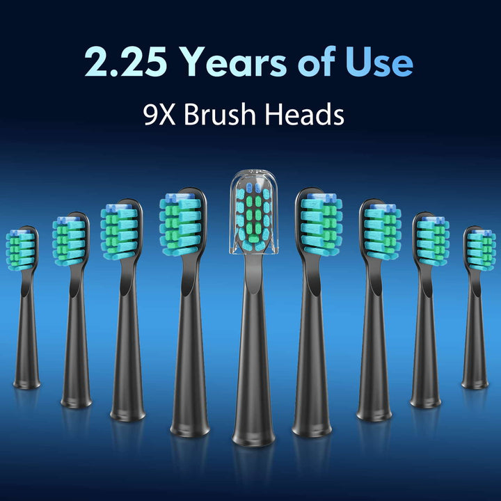 9 black brush heads that could use 2.25 years