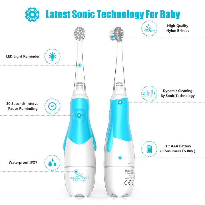 Product structure introduction of blue baby electric toothbrush, using the latest sonic technology.