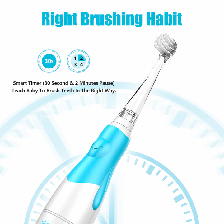 blue baby sonic toothbrush with timer(30 second and 2 minutes pause)